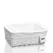 Image of Arpan Wicker Storage Basket White With Cloth Lining Hand Woven Gift Hamper