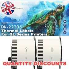 Image of CONTINUOUS THERMAL LABELS FITS BROTHER DK22205 DK-22205 P TOUCH PRINTERS - 62mm