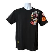 Image of Dsquared2 Black Multi Patch Embroidered Logo T-Shirt S–2XL Regular Fit