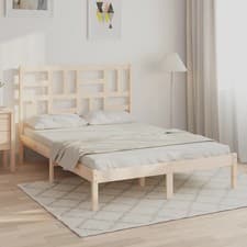 Image of WALPLUS Solid Wood King Bed Frame 160x200 cm Wooden Slatted Base