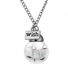 Image of Dandelion WISH Pendant Necklace Glass Charm Dandelion MOTHERS DAY Gift LOVE
