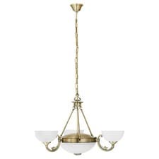 Image of Pendant Light Colour Bronzed Shade White Satin Glass Bulb E14 E27 3x40W 2x60W