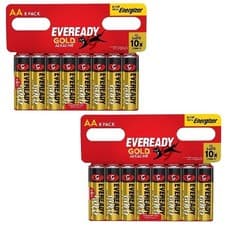 Image of Eveready AA Alkaline Gold - Pack of 8 - S33564 Choose 1 or 2 Packs