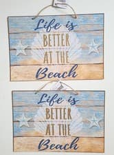 Image of LIFE IS BETTER AT THE BEACH Sign Door Wall Decor Glitter LOT OF 2