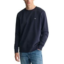 Image of Gant Shield Mens Crew Neck Sweatshirt Pullover French Terry Graphic Embroidered