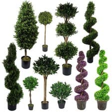 Image of Realistic LARGE Artificial Topiary Ball Plants, Cone Bay Boxwood Spiral Trees