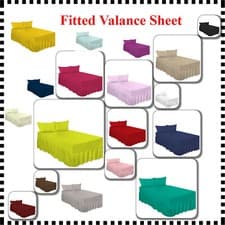 Image of Fitted Valance Sheet Plain Dyed Polycotton Bed Sheet Single,Double,King,Suprking