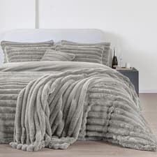 Image of Chunky Ribbed Duvet Cover, Ultra Soft Cosy Big Cord Plush Teddy Sherpa Fleece Du