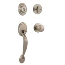 Image of Kwikset Dakota Satin Nickel Door Handleset with Polo Knob and SmartKey Security