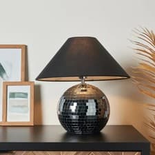 Image of Dunelm Black Disco Ball Design Table Lamp LED 32CM Bedside Lounge Bedroom