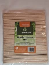 Image of Wooden knives- Egradable - Pack of 100 wooden knives