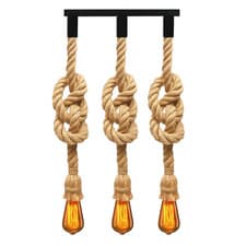Image of E27 Industrial Hemp Rope Pendant Light Fitting Rustic Ceiling Retro Lamp Cafe