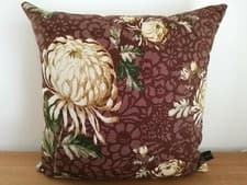Image of Sanderson September Chrysanthemum Linen & Green Designer Velvet Cushion Cover
