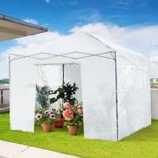 Image of 10x10 ft Pop-up Walk-in Greenhouse Folding Garden Shelter with Ventilation