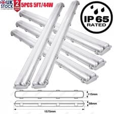 Image of 5PACK IP65 WATERPROOF LED TUBE FLUORESCENT LIGHT BATTEN FITTING DOUBLE 5FT 44W