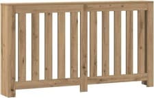 Image of Oak Radiator Cover Shelf | Modern Slatted MDF Cabinet 149x20x82cm