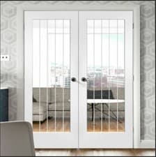 Image of Internal Suffolk White Primed Rebated Clear Glazed Door Pair H1981 xW1524 xD40mm