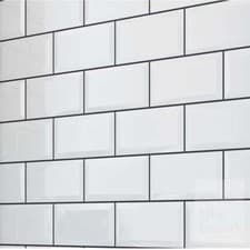 Image of Brick White Bevel Ceramic Satin or Gloss 10x20cm Wall Metro Tile -1 box 44 tiles