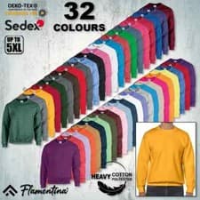 Image of Mens Gildan Work Sweatshirt Heavy Blend Jumper Pullover Sweater Plain Crew Neck