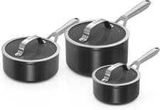 Image of Ninja CW33000UK ZEROSTICK Ceramic Pro 3-Piece Pan Set All Hob Compatible Black