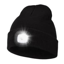 Image of USB Rechargeable LED Beanie Hat Unisex Winter Warm Knit Light Up Cap with 3 B