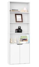 Image of 6 Tier Bookcase With 2 Door Cupboard Cabinet Storage Shelving Display Wood Shelf