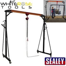 Image of Sealey Portable Lifting Gantry Crane Adjustable 0.5 Tonne & Hoist Combo