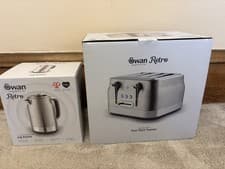 Image of Swan Retro Revive Stainless Steel Jug 1.7L Kettle & 4 Slice Toaster Set Silver
