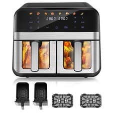 Image of 8-in-1 Air Fryer 12L Double Digital Display Rapid Healthy Cooker Dual Basket UK