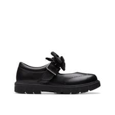 Image of Clarks Girls Lorcam Jane Kid Black Leather Mary Jane,School Shoes