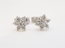 Image of Diamond Cluster Stud Earrings - 18ct Gold - 0.21ct - BNIB