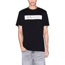 Image of Armani Exchange Mens T-Shirts Central Logo Print Cotton Tee Summer Top Black