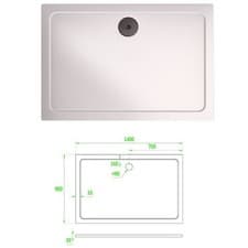 Image of Ocean White Stone Gel Coated Resin Rectangle Shower Tray - Various Sizes