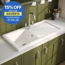 Image of Reginox Traditional Kitchen Sink Ceramic 1 Bowl Reversible Drainer Waste RL304CW