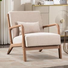 Image of CANMOV Retro Accent Chair Wingback Armchair with Wood Frame for Living Room