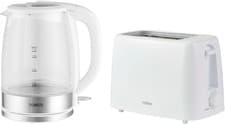 Image of Tower Presto 1.7L Illuminating Glass Kettle, 2 Slice Toaster SET - WHITE