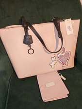 Image of Radley LOVE POTION Valentine Blush Pink Large Leather Ziptop Tote New With Tags