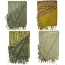 Image of Furn Rowan Knitted Woven Waffle Fringed Throw