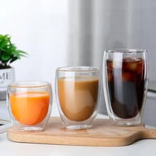 Image of Double Wall Glass Cup Heat Resistant 80-650ml Coffee Tea Water Mug