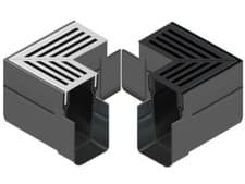 Image of ACO Slimline Threshold Channel Drain Corner Unit Silver / Black