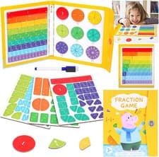 Image of Fraction Educational Puzzle - Magnetic Tiles & Circles, Math Fractions M