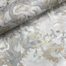 Image of Elixir Metallic Marble Swirls Abstract Art Grey & Gold 166506 Muriva Wallpaper