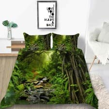 Image of Miracle Adventure Green Forest 3D Quilt Duvet Doona Cover Set Pillow case Print