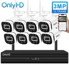 Image of OnlyHD Wi-Fi CCTV Security System 8CH HD NVR IR Home Outdoor Wireless 3MP Camera