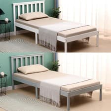 Image of SINGLE BED PINE FRAME 3ft WOODEN SHAKER STYLE BEDROOM FURNITURE WHITE/GREY