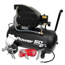 Image of Sealey SAC5020APK Compressor 50L Direct Drive 2Hp With 4Pc Air Accessory Kit