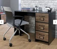 Image of Home/Office Desk Industrial Style Black & Rustic Oak Effect 3 Drawer 72x100x49cm