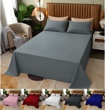 Image of Flat Sheet Bed Sheets 100% Poly Cotton Single Double King Size OR Pillow Cases