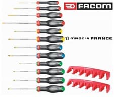 Image of Facom AT.J12R2PB 12 Piece ProTwist Screwdriver Set Slot Phillips Pozi Torx Rack