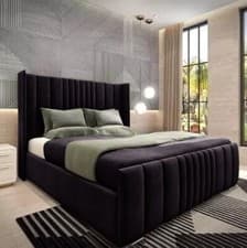 Image of Ottoman Bed Winged Plush Velvet New York Divan Storage Double & King Size Bed